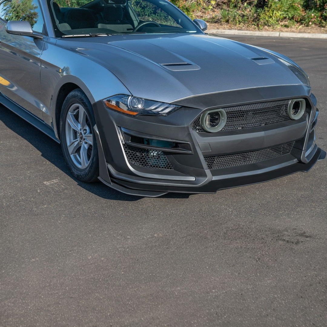2018-2023 Ford Mustang GT500 Style Full Bumper Conversion Kit Primed Black FBP-GT500-1822-LIGHT