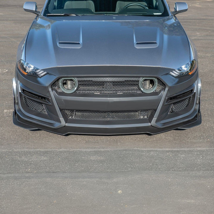 2018-2023 Ford Mustang GT500 Style Full Bumper Conversion Kit Primed Black FBP-GT500-1822-LIGHT