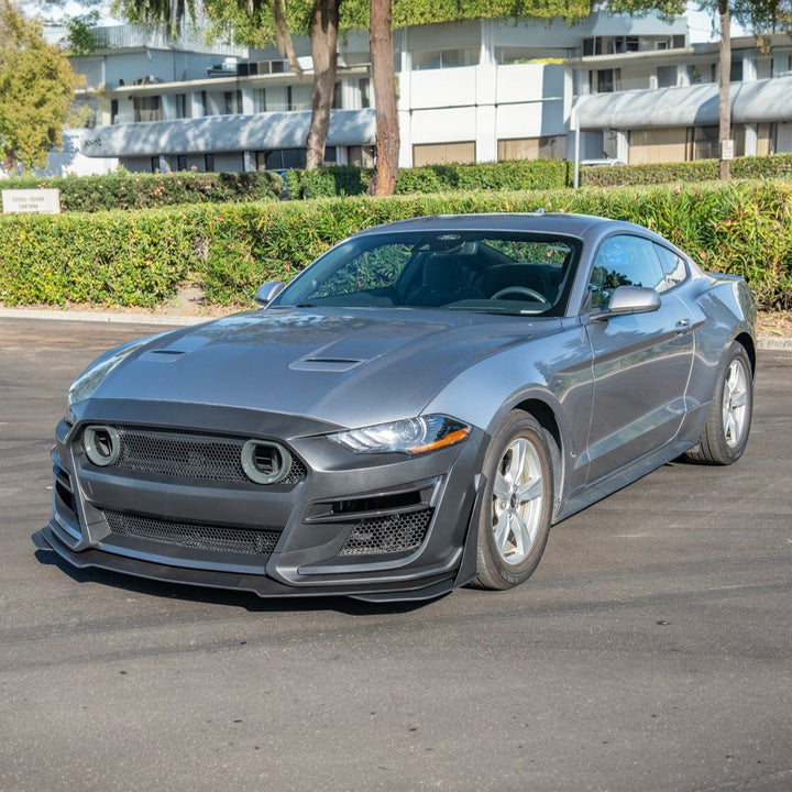 2018-2023 Ford Mustang GT500 Style Full Bumper Conversion Kit Primed Black FBP-GT500-1822-LIGHT