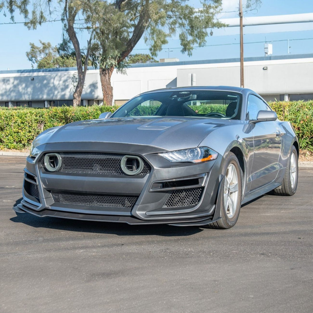 2018-2023 Ford Mustang GT500 Style Full Bumper Conversion Kit Primed Black FBP-GT500-1822-LIGHT