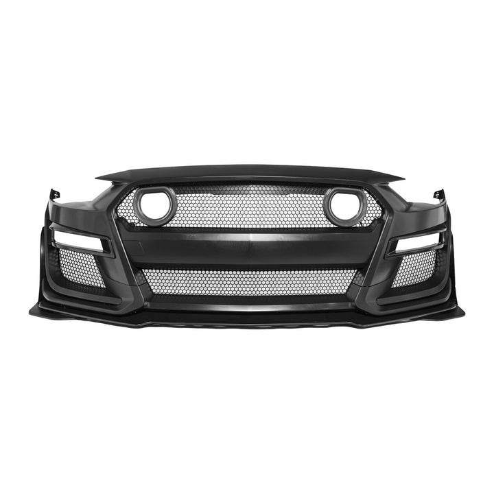 2018-2023 Ford Mustang GT500 Style Full Bumper Conversion Kit Primed Black FBP-GT500-1822-LIGHT