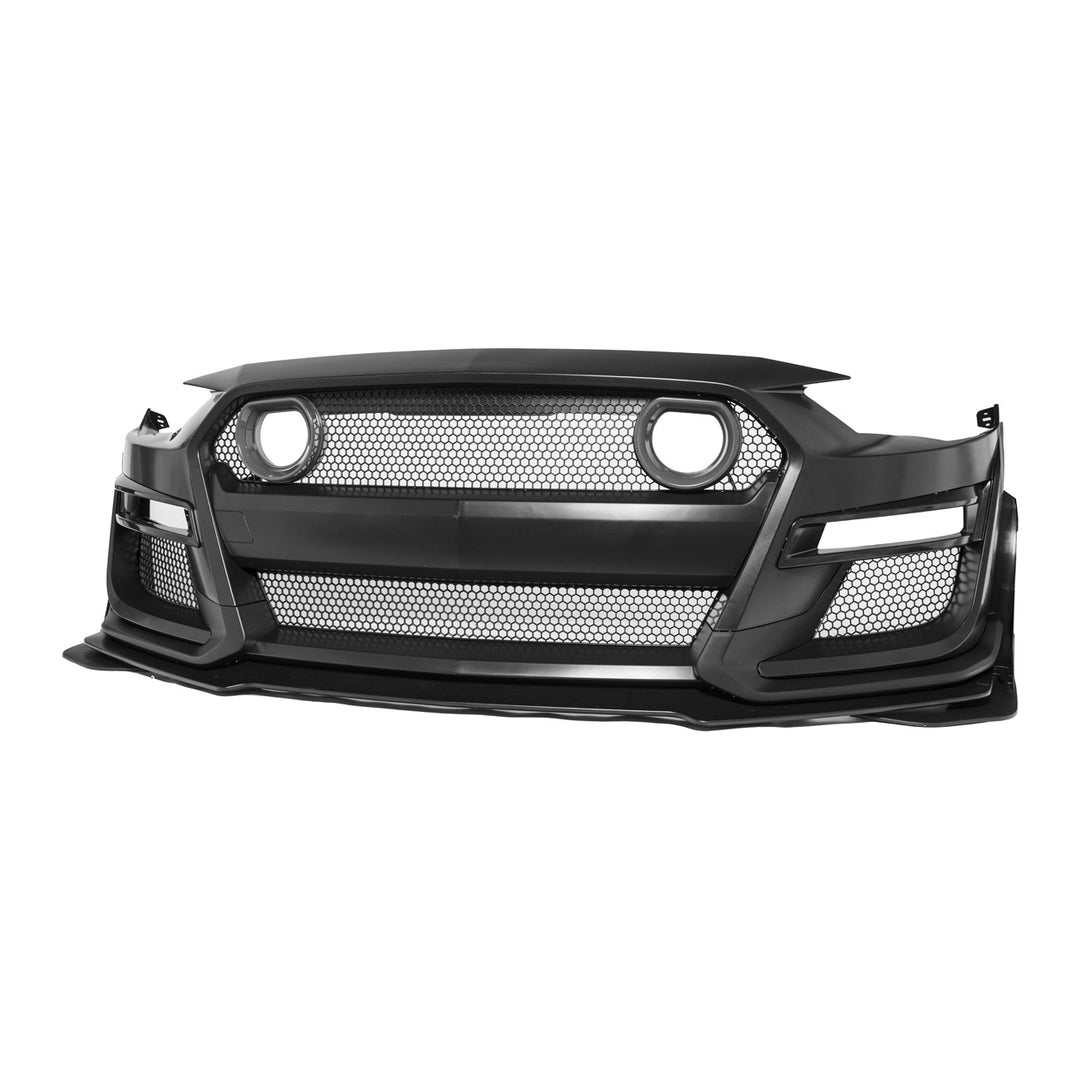 2018-2023 Ford Mustang GT500 Style Full Bumper Conversion Kit Primed Black FBP-GT500-1822-LIGHT