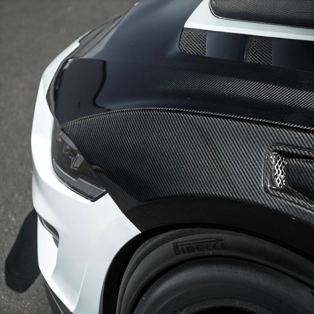 2018-2023 Ford Mustang Dry Carbon Fiber GT500 Style Side Vented Fender Pair Carbon Fiber FENDER-1379-BKCF
