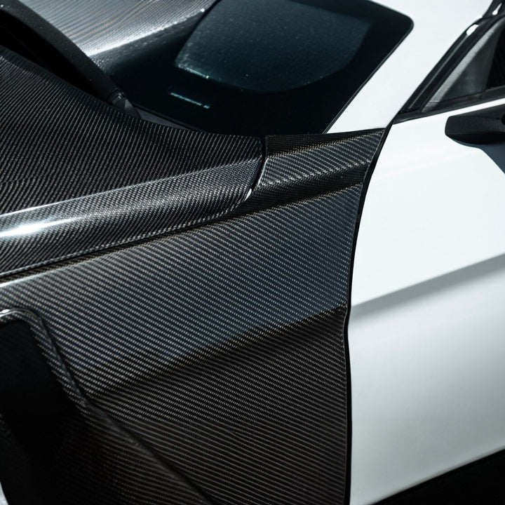 2018-2023 Ford Mustang Dry Carbon Fiber GT500 Style Side Vented Fender Pair Carbon Fiber FENDER-1379-BKCF