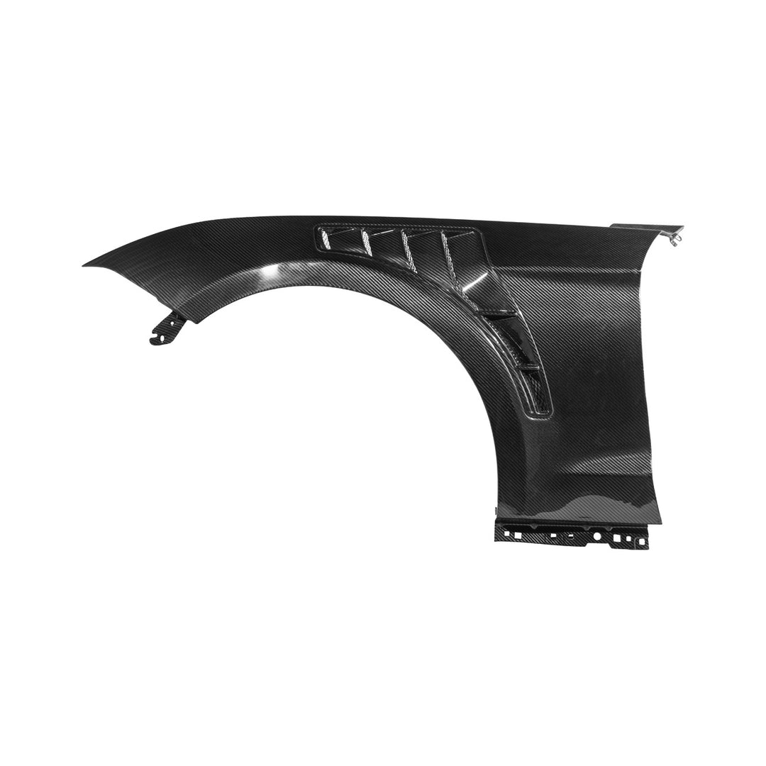 2018-2023 Ford Mustang Dry Carbon Fiber GT500 Style Side Vented Fender Pair Carbon Fiber FENDER-1379-BKCF