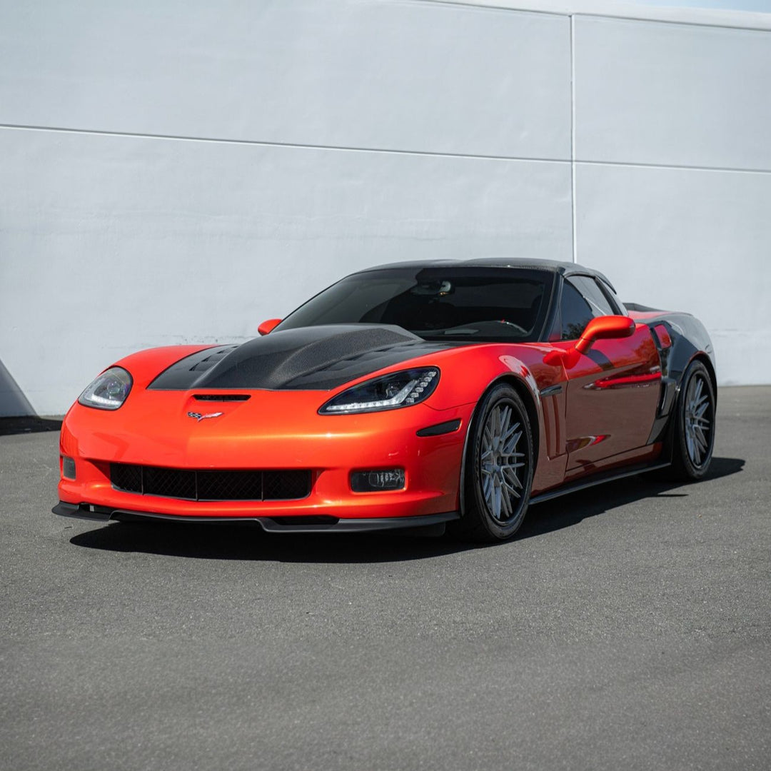 Corvette C6 ZRA1 Style Front Bumper Lip Splitter Primed Black FLIP-1529-ABS