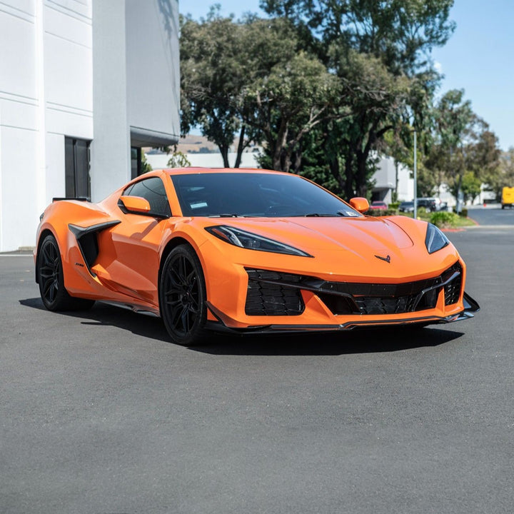 Corvette C8 Carbon Fiber Z07 Performance Package Front Splitter &amp; Side Canards Painted Carbon Flash Metallic FLIP-527-V2-FRP_SPLITTER-528-V2-FRP