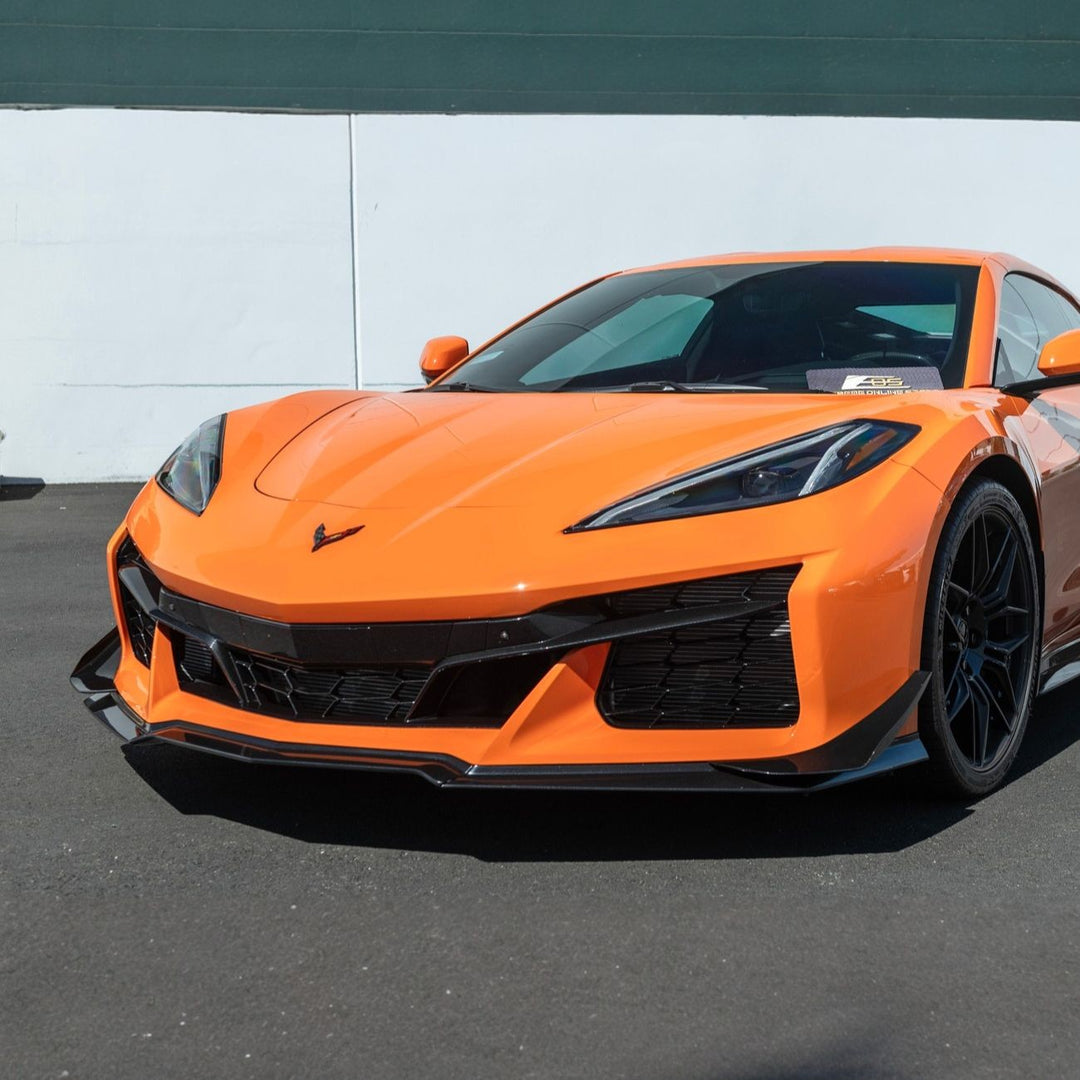 Corvette C8 Carbon Fiber Z07 Performance Package Front Splitter &amp; Side Canards Painted Carbon Flash Metallic FLIP-527-V2-FRP_SPLITTER-528-V2-FRP