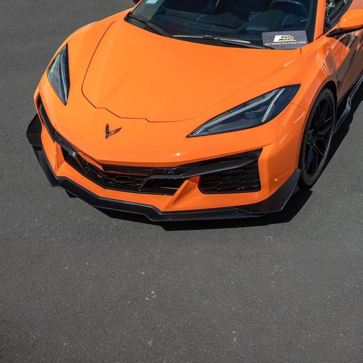 Corvette C8 Carbon Fiber Z07 Performance Package Front Splitter &amp; Side Canards Painted Carbon Flash Metallic FLIP-527-V2-FRP_SPLITTER-528-V2-FRP