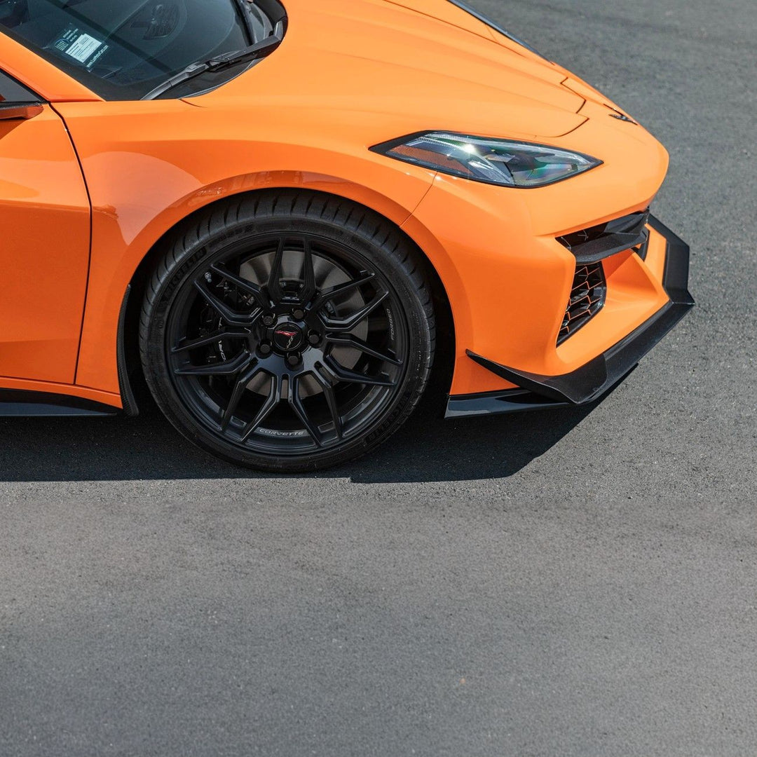 Corvette C8 Carbon Fiber Z07 Performance Package Front Splitter &amp; Side Canards Painted Carbon Flash Metallic FLIP-527-V2-FRP_SPLITTER-528-V2-FRP