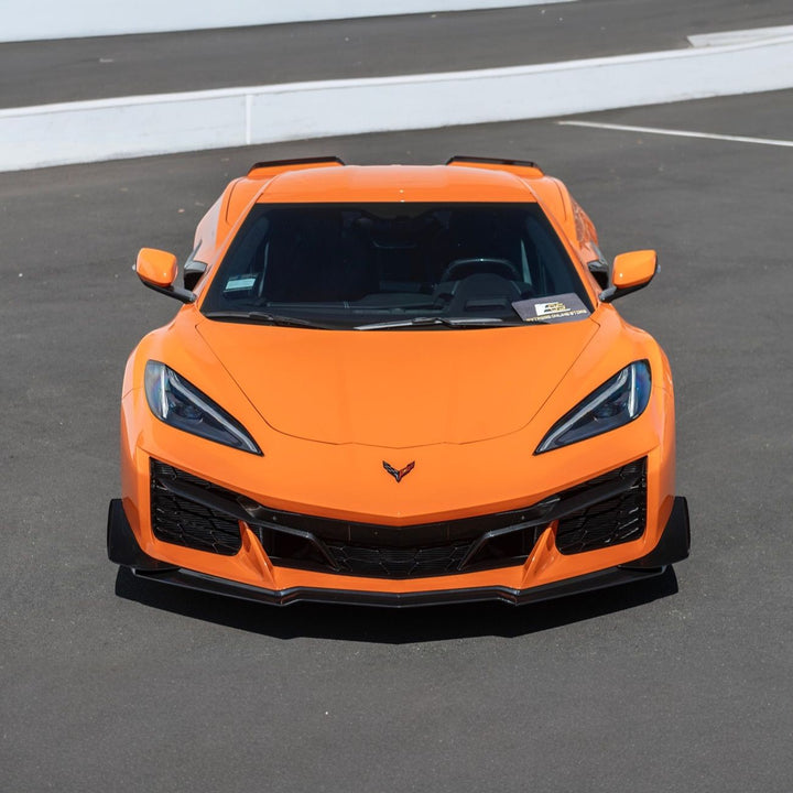 Corvette C8 Carbon Fiber Z07 Performance Package Front Splitter &amp; Side Canards Painted Carbon Flash Metallic FLIP-527-V2-FRP_SPLITTER-528-V2-FRP