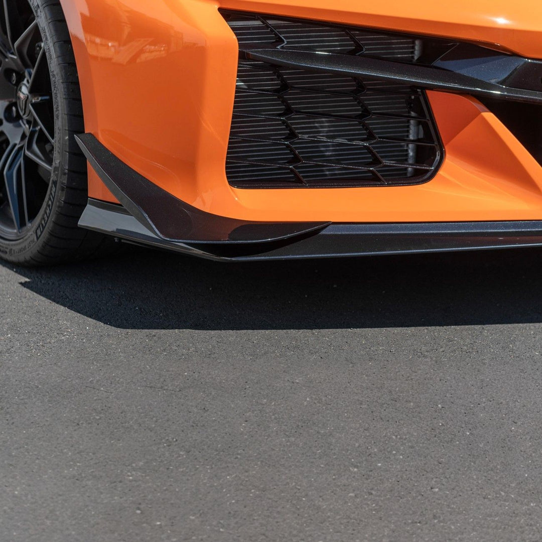 Corvette C8 Carbon Fiber Z07 Performance Package Front Splitter &amp; Side Canards Painted Carbon Flash Metallic FLIP-527-V2-FRP_SPLITTER-528-V2-FRP