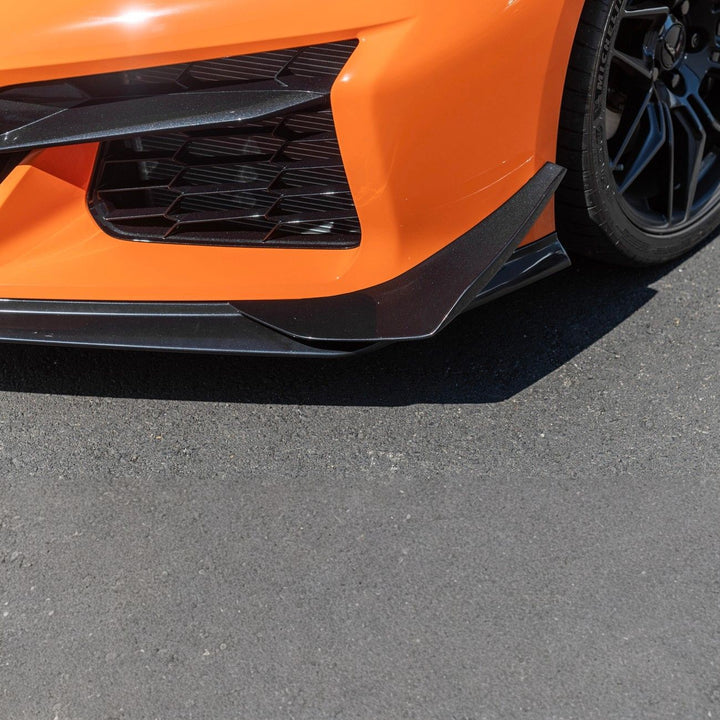 Corvette C8 Carbon Fiber Z07 Performance Package Front Splitter &amp; Side Canards Painted Carbon Flash Metallic FLIP-527-V2-FRP_SPLITTER-528-V2-FRP