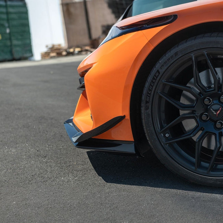 Corvette C8 Carbon Fiber Z07 Performance Package Front Splitter &amp; Side Canards Painted Carbon Flash Metallic FLIP-527-V2-FRP_SPLITTER-528-V2-FRP