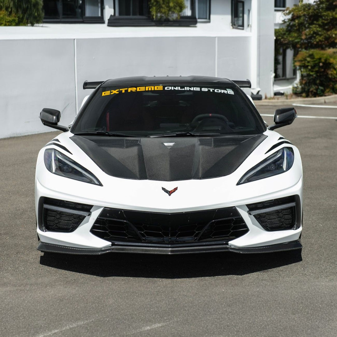 Corvette C8 Front Bumper Lower Air Inlet Mesh Grille Guards Painted Glossy Black GRILL-1410-ALU