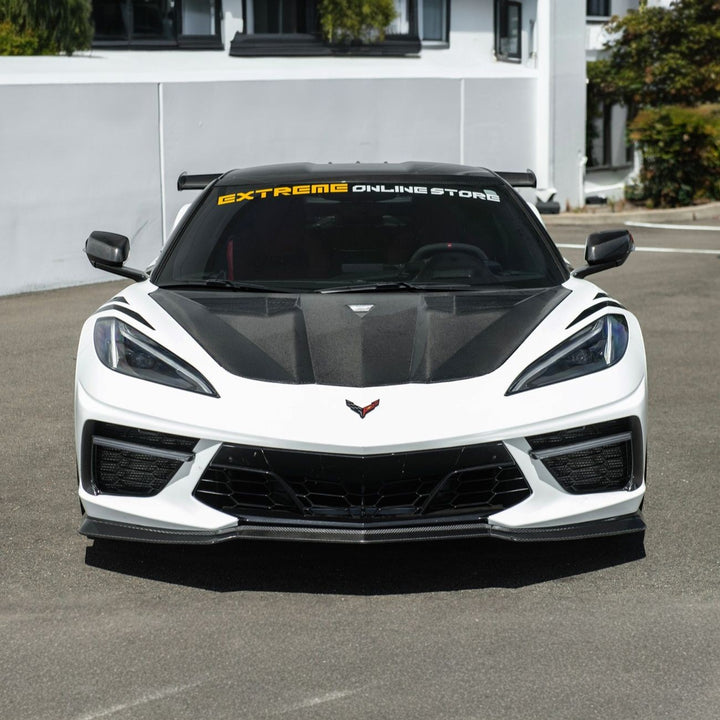 Corvette C8 Front Bumper Lower Air Inlet Mesh Grille Guards Painted Glossy Black GRILL-1410-ALU