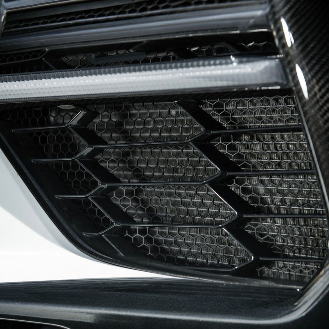 Corvette C8 Front Bumper Lower Air Inlet Mesh Grille Guards Painted Glossy Black GRILL-1410-ALU