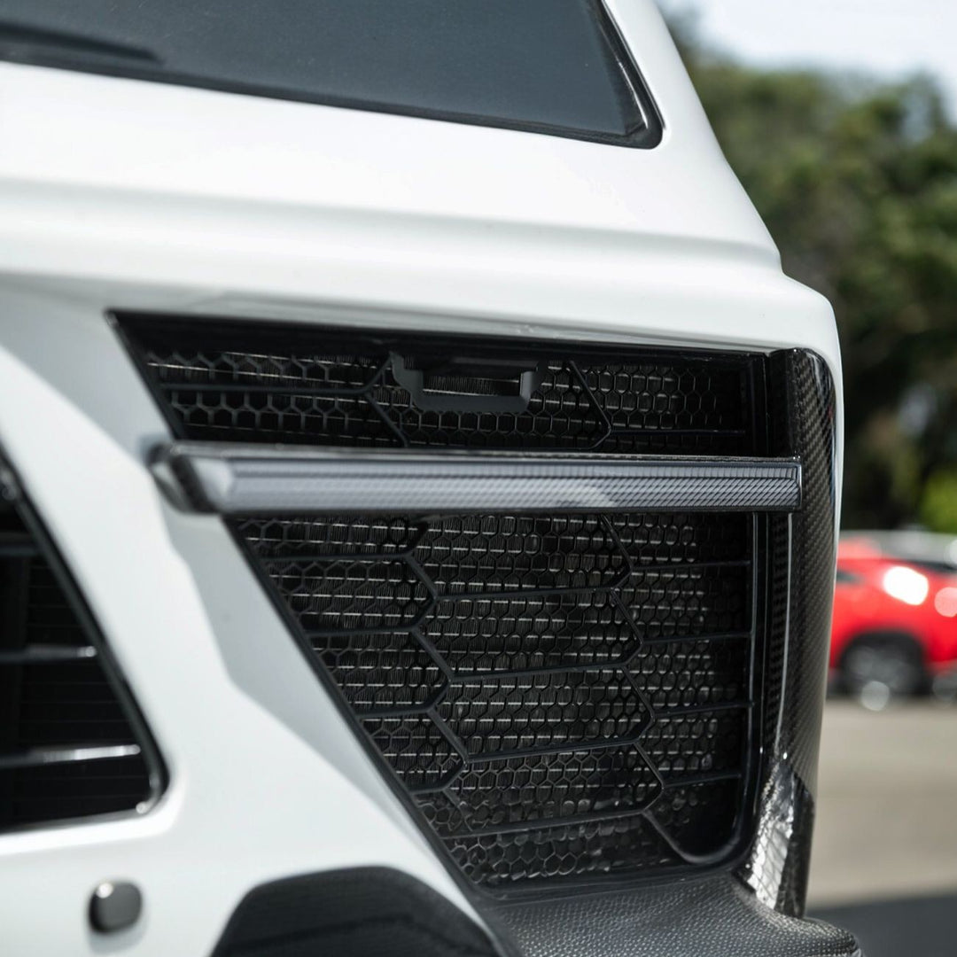 Corvette C8 Front Bumper Lower Air Inlet Mesh Grille Guards Painted Glossy Black GRILL-1410-ALU