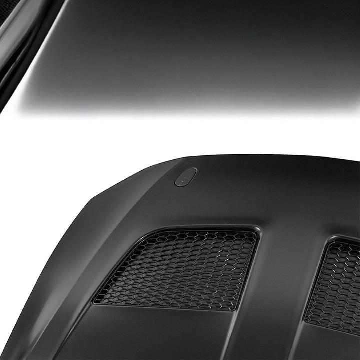 2018-2023 Ford Mustang S650 GTD Style Hood Heat Extractor Vented Cover Primed Black HOOD-1181-ALUMINUM