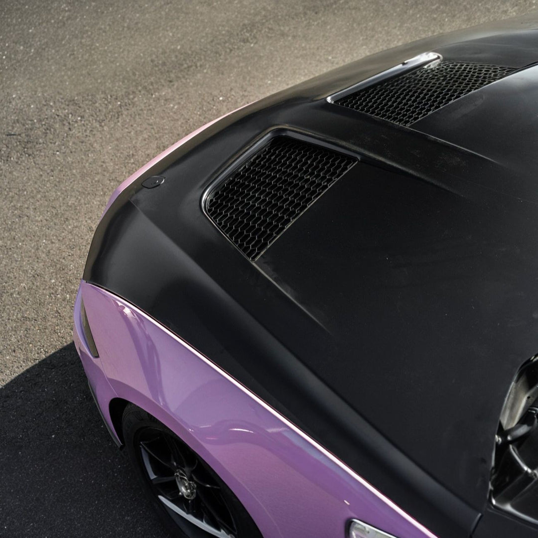 2018-2023 Ford Mustang S650 GTD Style Hood Heat Extractor Vented Cover Primed Black HOOD-1181-ALUMINUM