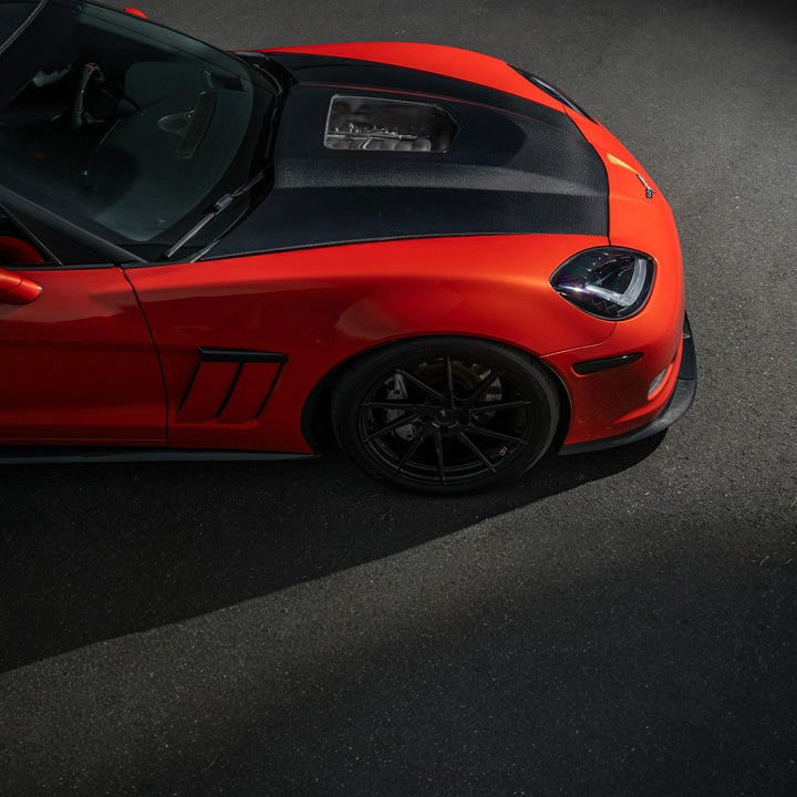 Corvette C6 Carbon Fiber ZR1 Style Replacement Hood Panel Cover Carbon Fiber HOOD-1209-BKCF