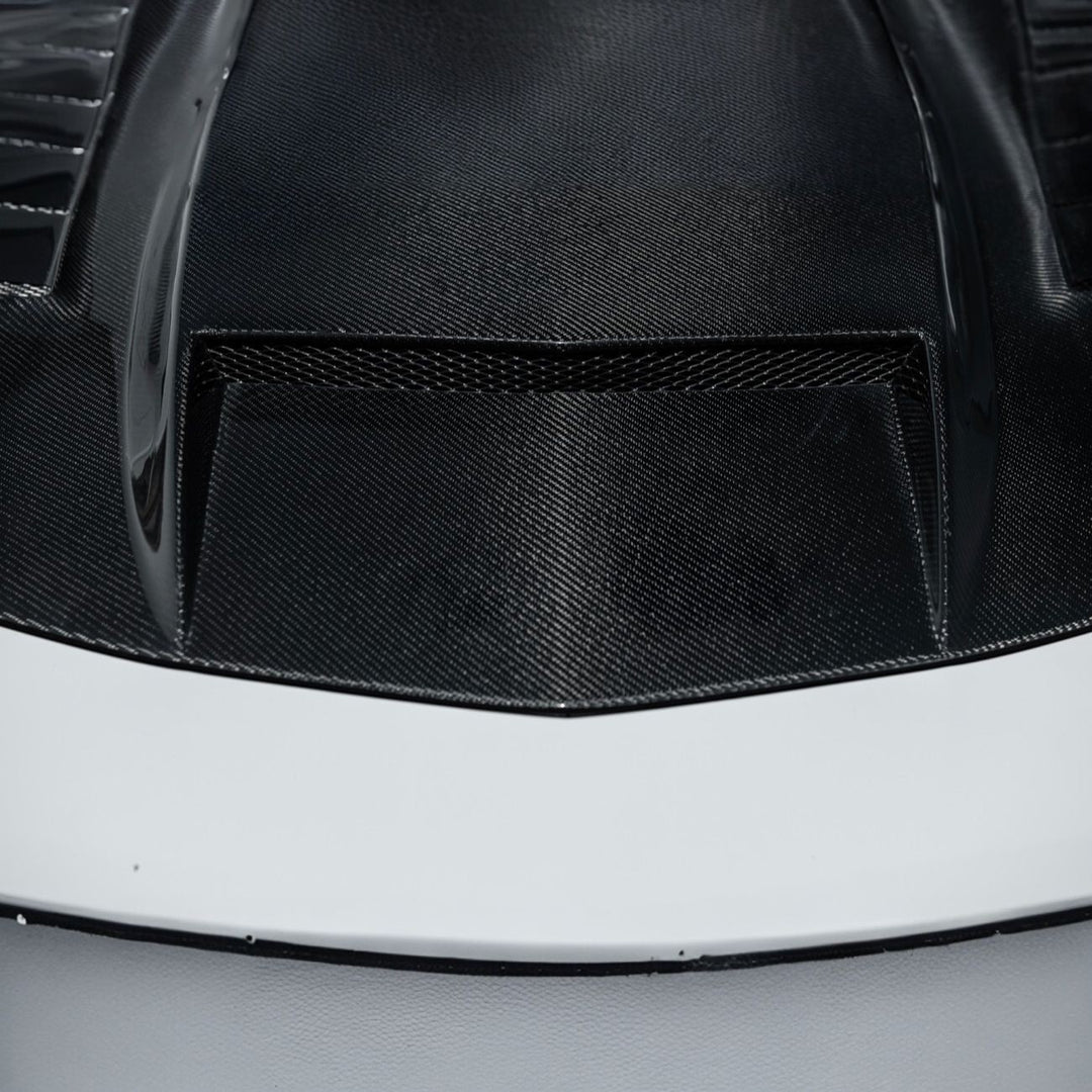 2016-2024 Chevrolet Camaro Carbon Fiber Terminator Style Front Bumper Hood Replacement Carbon Fiber HOOD-1525-BKCF