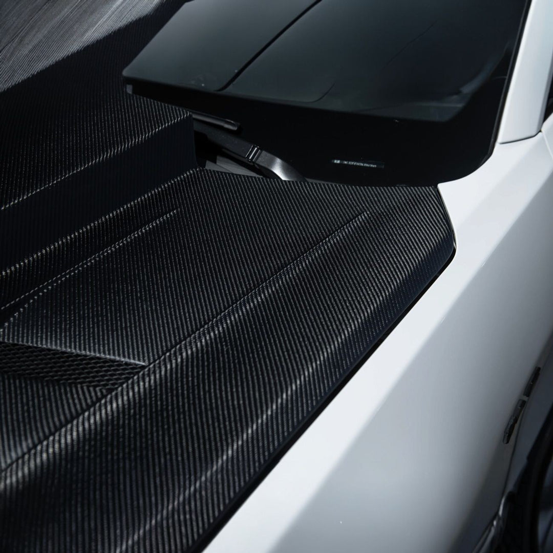 2016-2024 Chevrolet Camaro Carbon Fiber Terminator Style Front Bumper Hood Replacement Carbon Fiber HOOD-1525-BKCF