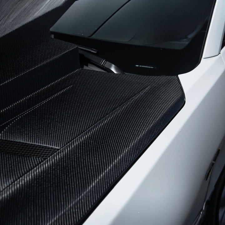 2016-2024 Chevrolet Camaro Carbon Fiber Terminator Style Front Bumper Hood Replacement Carbon Fiber HOOD-1525-BKCF