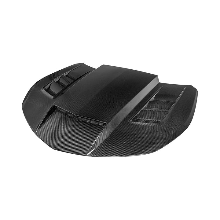 2016-2024 Chevrolet Camaro Carbon Fiber Terminator Style Front Bumper Hood Replacement Carbon Fiber HOOD-1525-BKCF