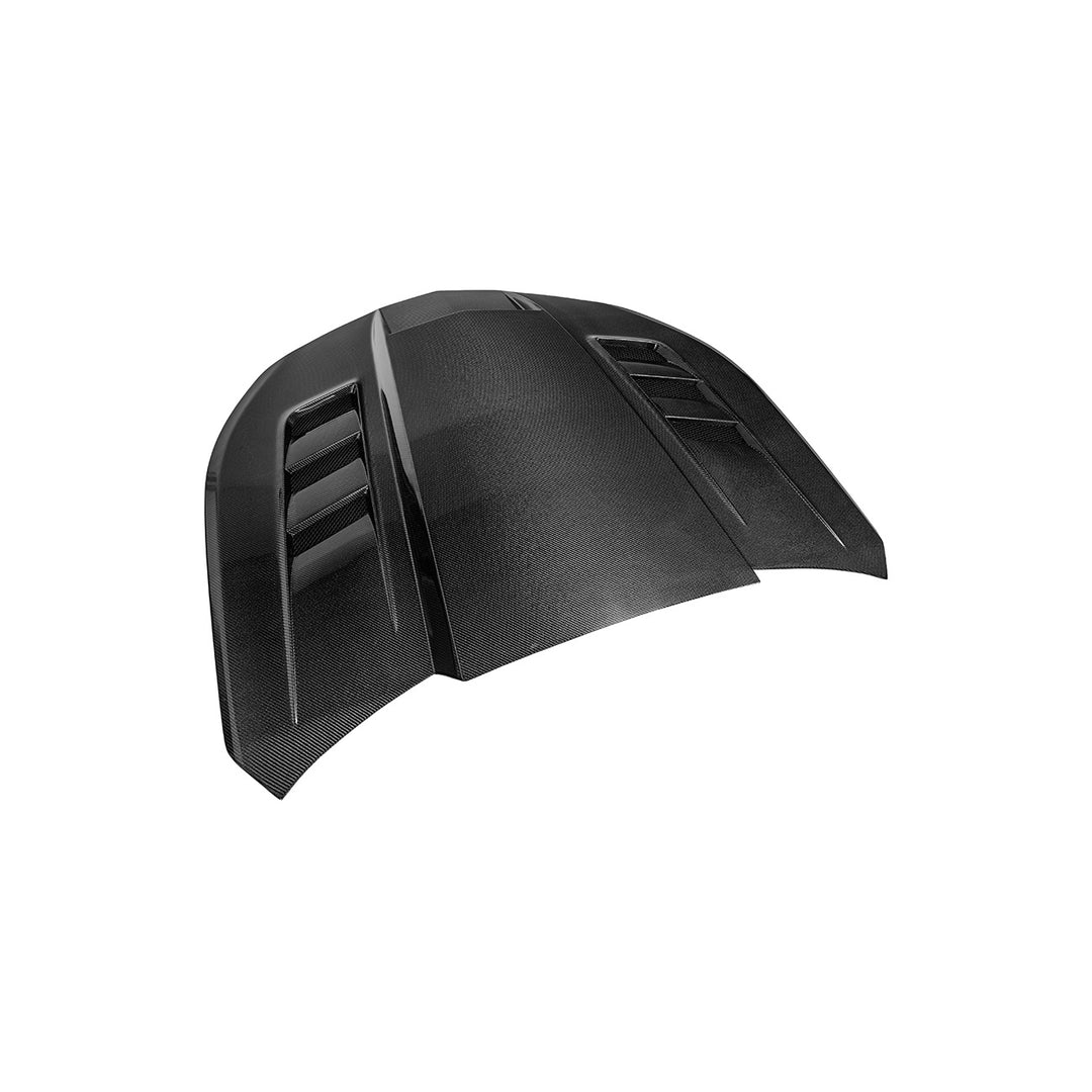 2016-2024 Chevrolet Camaro Carbon Fiber Terminator Style Front Bumper Hood Replacement Carbon Fiber HOOD-1525-BKCF