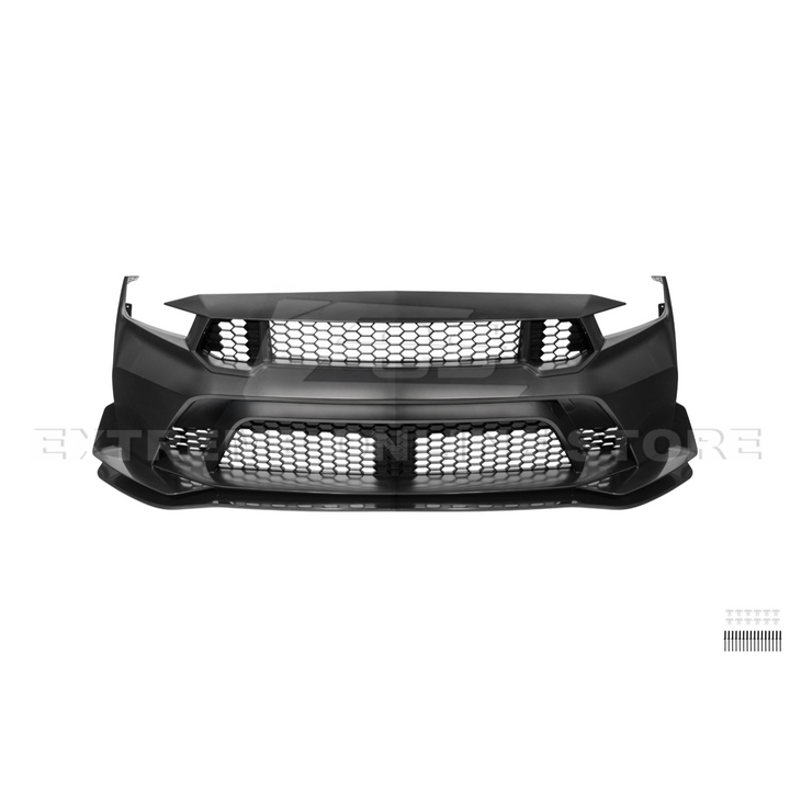 2024-Up Mustang GTD Style Full Conversion Primed Front Bumper Cover Grille Lip