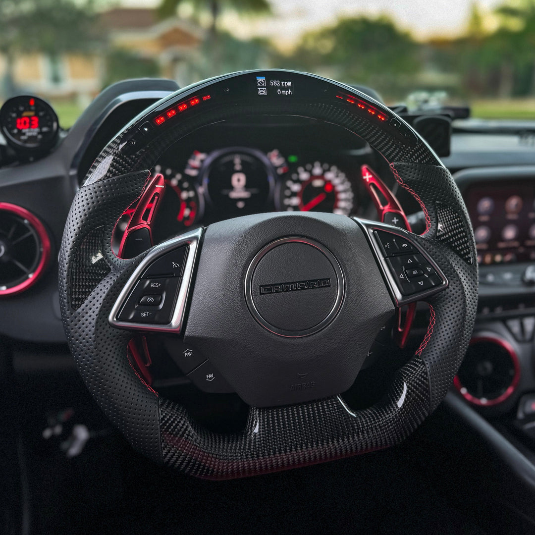 6th Gen Camaro LED Digital Display Carbon Fiber Steering Wheel