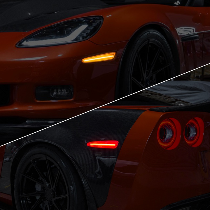 Corvette C6 Front &amp; Rear Amber Light LED Side Markers Pair