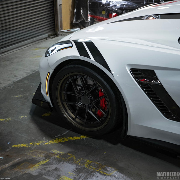 Corvette C7 Factory Style Front LED Clear Lens Amber Side Marker Lights Smoke Tinted Lens LIGHT-1455-SM