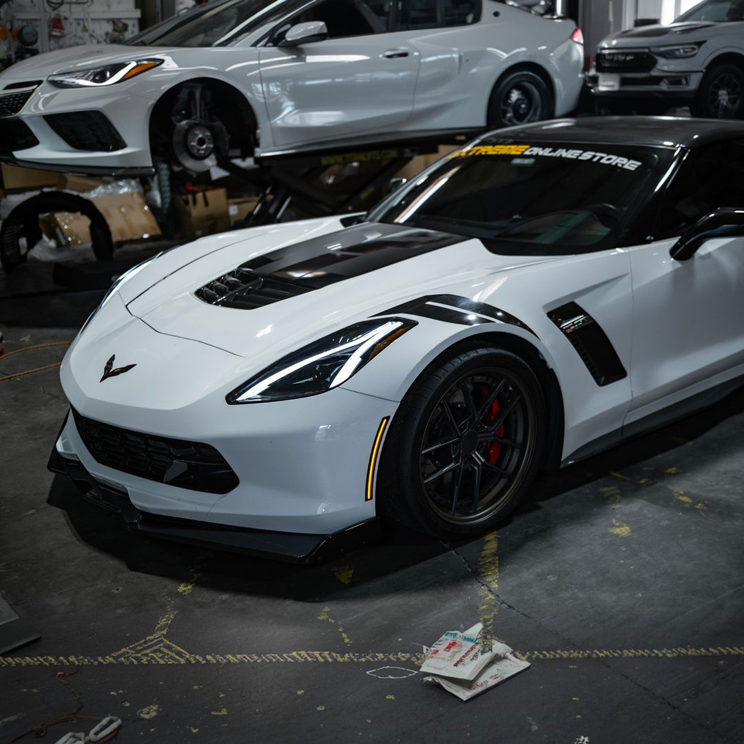 Corvette C7 Factory Style Front LED Clear Lens Amber Side Marker Lights Smoke Tinted Lens LIGHT-1455-SM