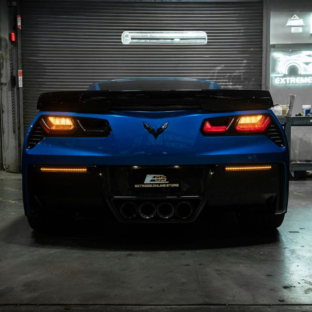 Corvette C7 Rear Bumper Diffuser Clear Lens Red LED Reflector Lights Cl ear Lens LIGHT-1457-CL