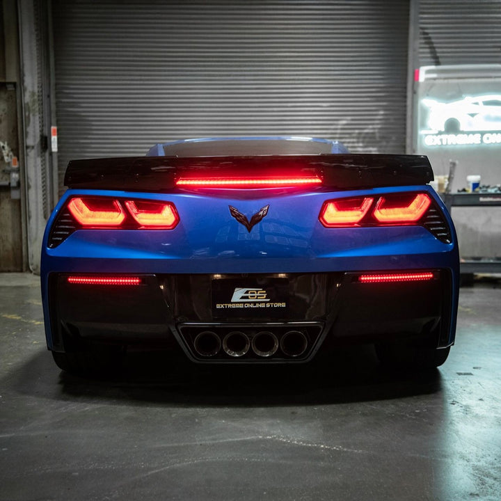 Corvette C7 Rear Bumper Diffuser Clear Lens Red LED Reflector Lights Cl ear Lens LIGHT-1457-CL