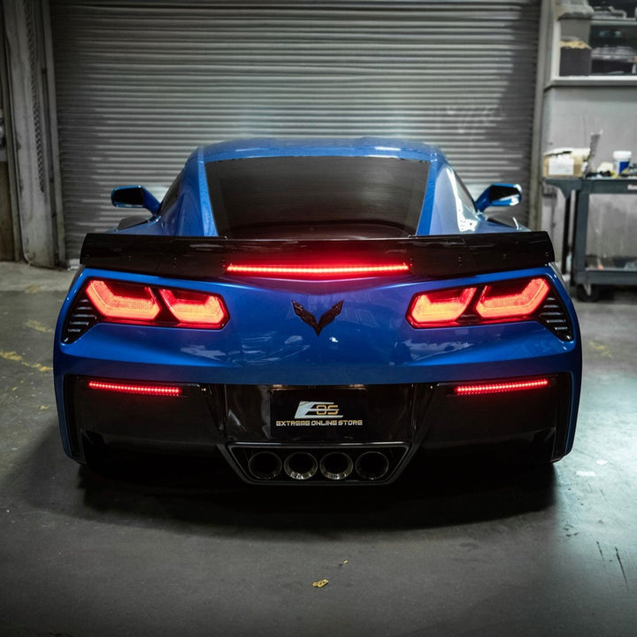 Corvette C7 Rear Bumper Diffuser Clear Lens Red LED Reflector Lights Cl ear Lens LIGHT-1457-CL