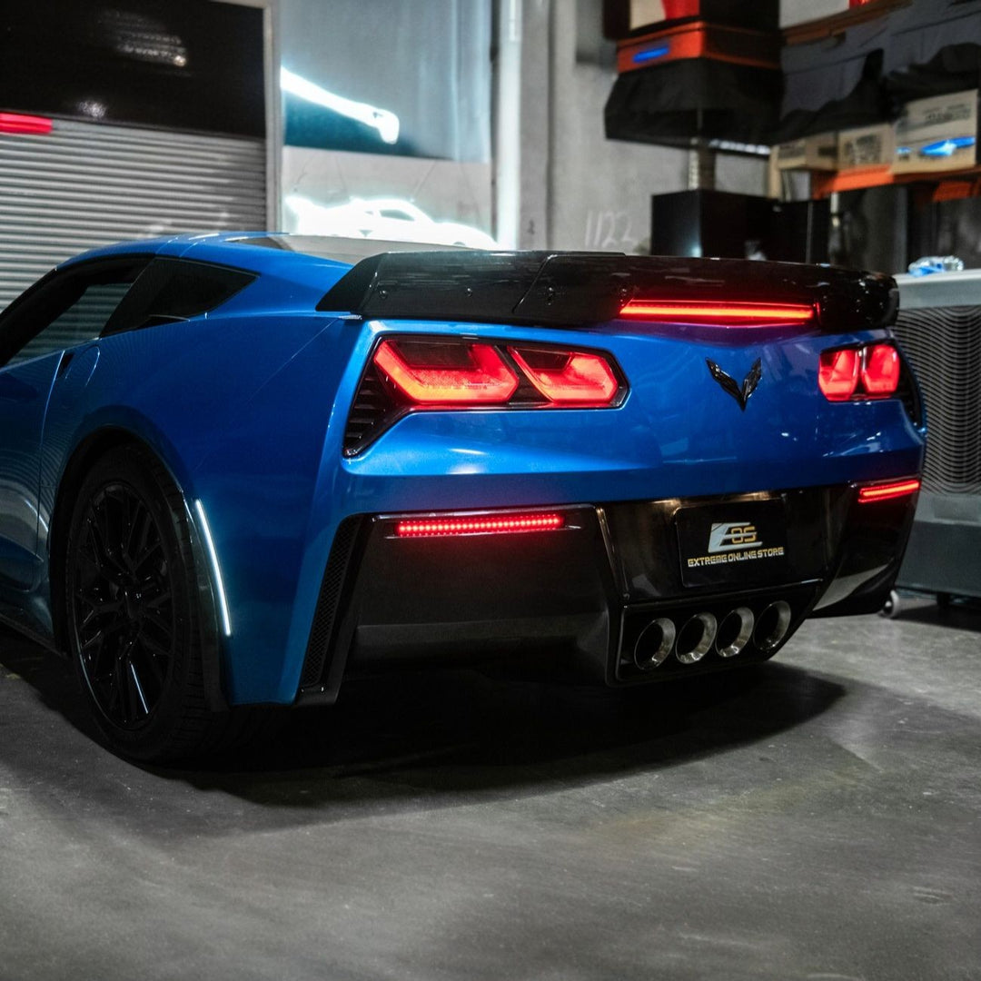 Corvette C7 Rear Bumper Diffuser Clear Lens Red LED Reflector Lights Cl ear Lens LIGHT-1457-CL