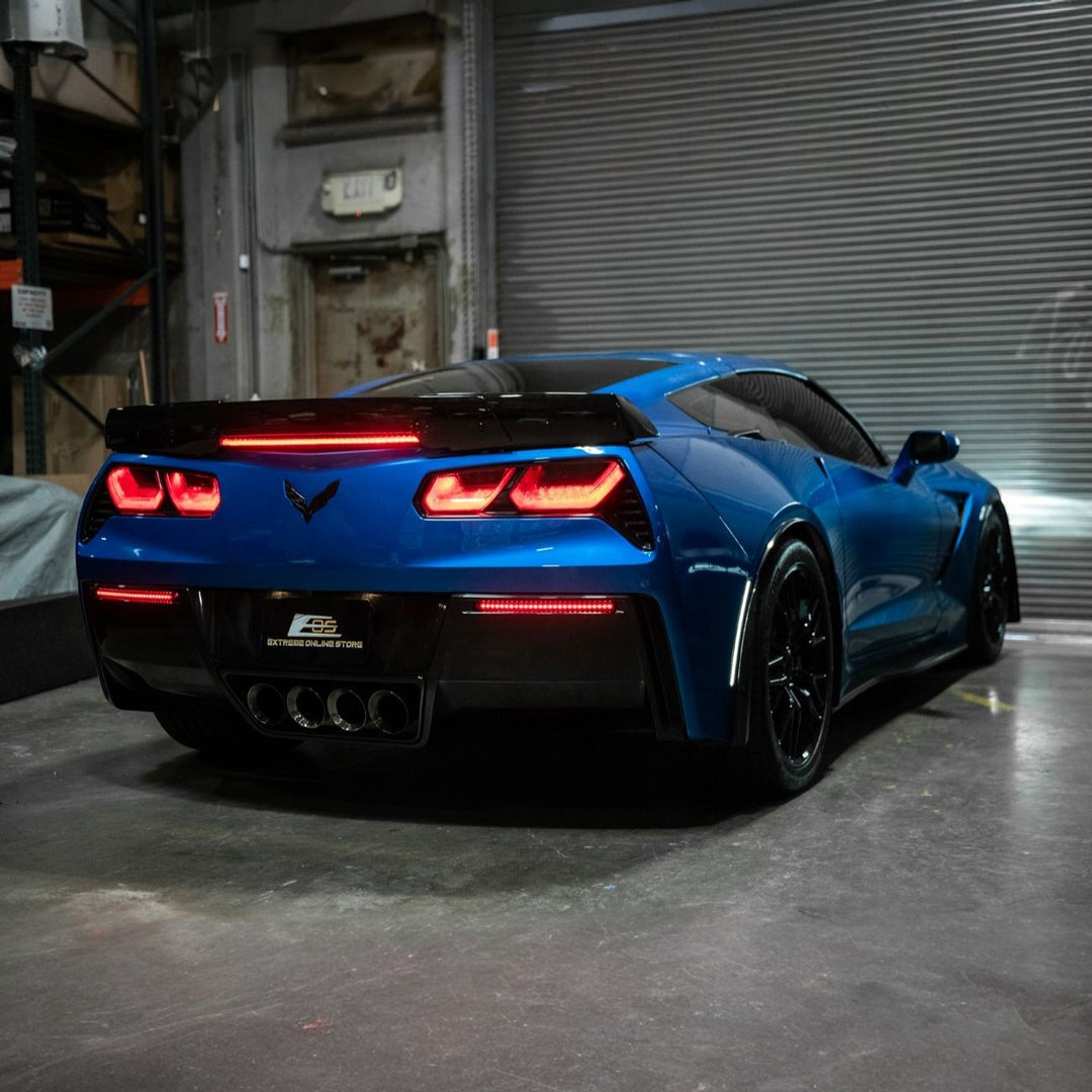 Corvette C7 Rear Bumper Diffuser Clear Lens Red LED Reflector Lights LIGHT-1457-SM