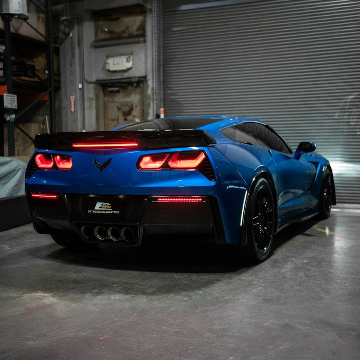 Corvette C7 Rear Bumper Diffuser Clear Lens Red LED Reflector Lights LIGHT-1457-SM