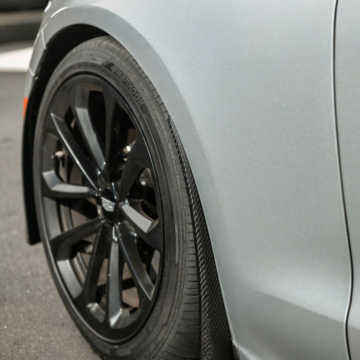 2016-2019 Cadillac ATS-V Dry Carbon Fiber Front Mud Flaps Splash Guards 3K 2x2 Twill Real Carbon Fiber MF-1201-BKCF