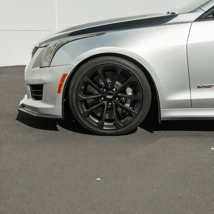 2016-2019 Cadillac ATS-V Dry Carbon Fiber Front Mud Flaps Splash Guards 3K 2x2 Twill Real Carbon Fiber MF-1201-BKCF