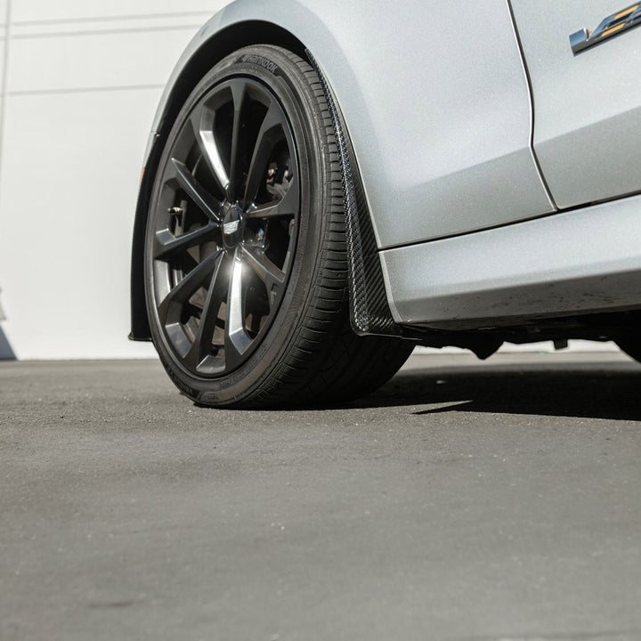 2016-2019 Cadillac ATS-V Dry Carbon Fiber Front Mud Flaps Splash Guards 3K 2x2 Twill Real Carbon Fiber MF-1201-BKCF