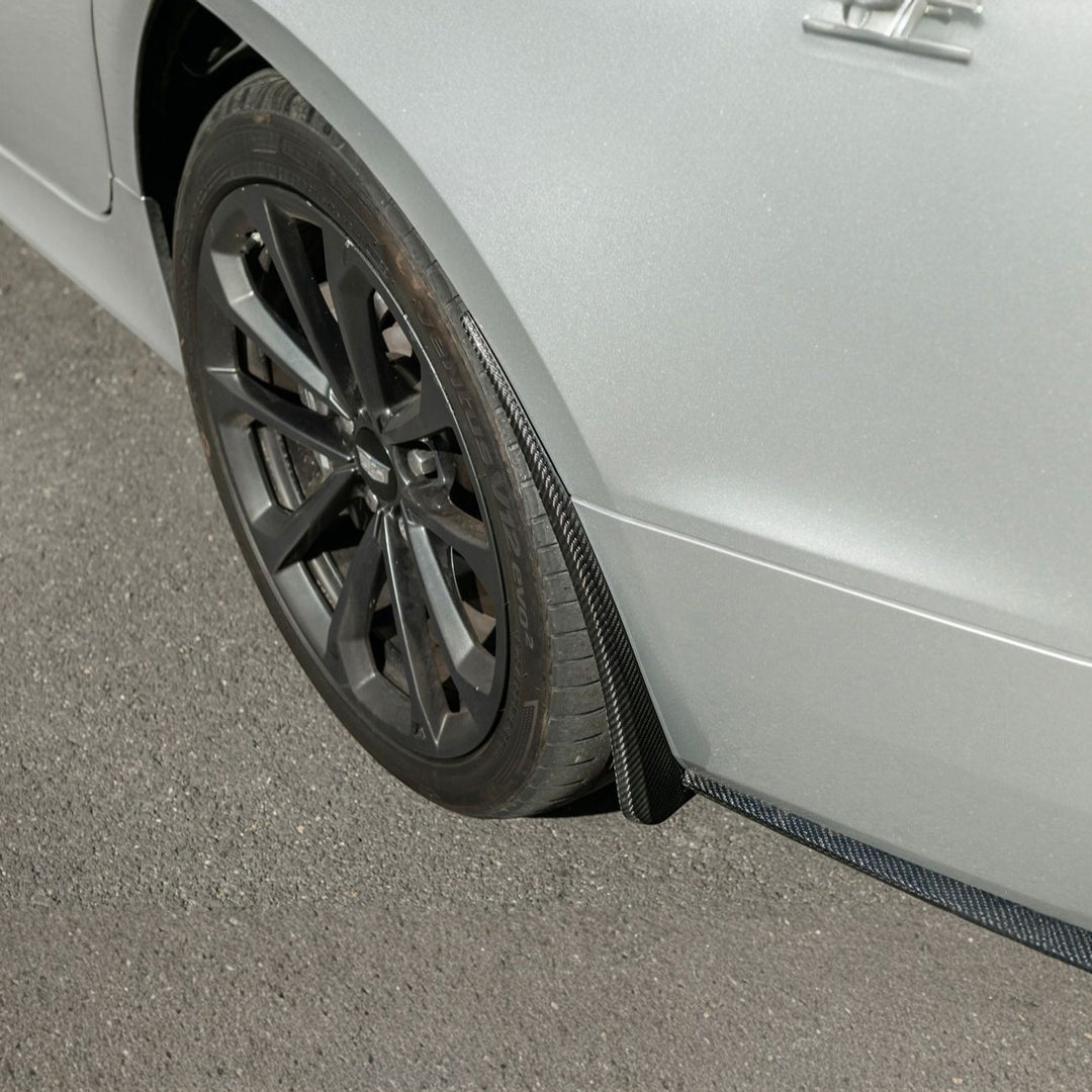 2016-2019 Cadillac ATS-V Dry Carbon Fiber Rear Mud Flaps Splash Guards 3K 2x2 Twill Real Carbon Fiber MF-1202-BKCF