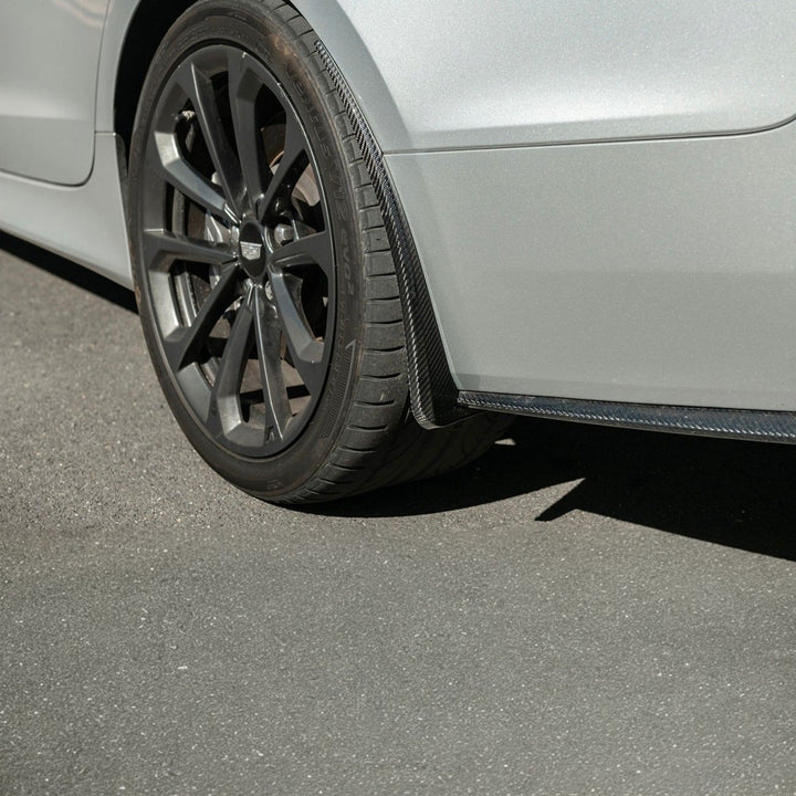 2016-2019 Cadillac ATS-V Dry Carbon Fiber Rear Mud Flaps Splash Guards 3K 2x2 Twill Real Carbon Fiber MF-1202-BKCF
