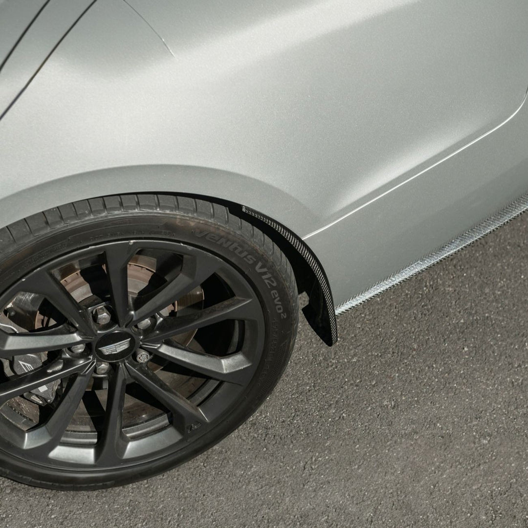 2016-2019 Cadillac ATS-V Dry Carbon Fiber Rear Mud Flaps Splash Guards 3K 2x2 Twill Real Carbon Fiber MF-1202-BKCF
