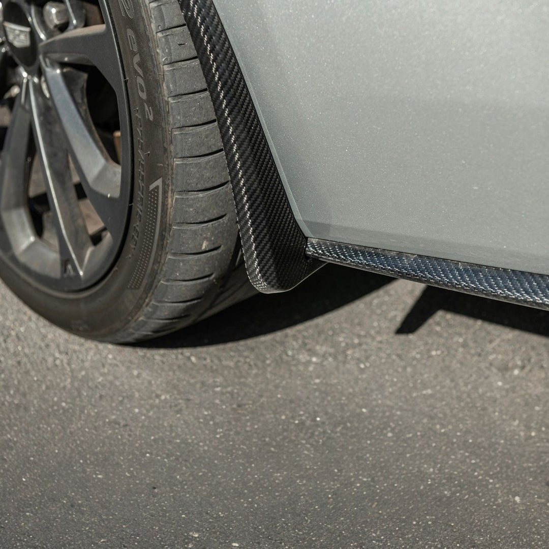2016-2019 Cadillac ATS-V Dry Carbon Fiber Rear Mud Flaps Splash Guards 3K 2x2 Twill Real Carbon Fiber MF-1202-BKCF