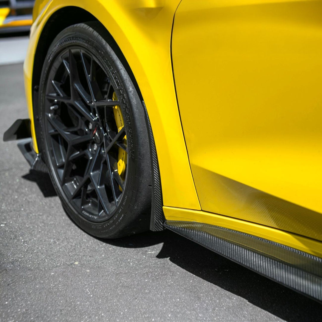 Corvette C8 Dry Carbon Fiber Front &amp; Rear Mud Flaps Carbon Fiber MF-1265-BKCF_MF-1266-BKCF