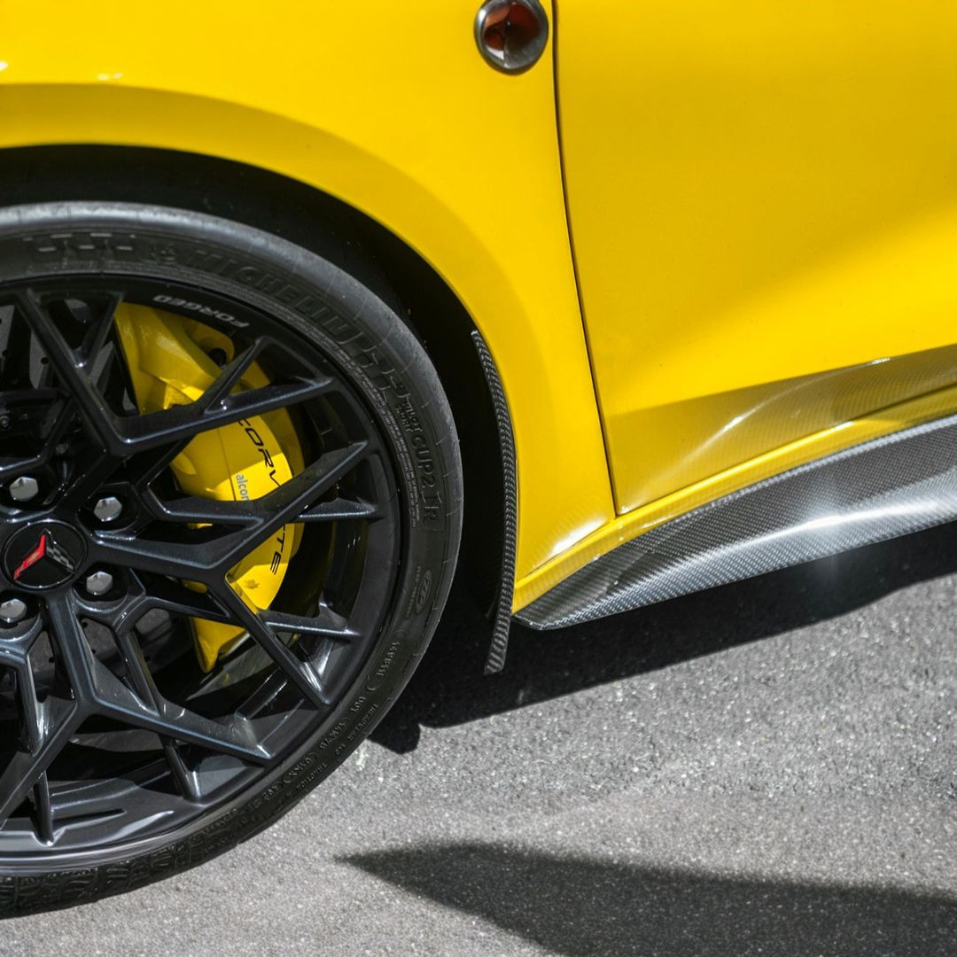 Corvette C8 Dry Carbon Fiber Front &amp; Rear Mud Flaps Carbon Fiber MF-1265-BKCF_MF-1266-BKCF